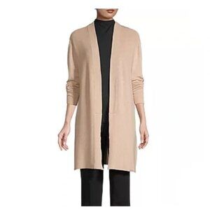 Worthington XLT  Long Sleeve Ribbed Knit Open Front Cardigan in Camel Tan Brown